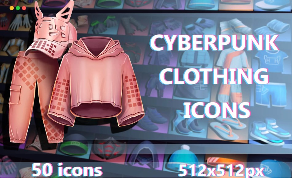 赛博朋克游戏服装图标 Clothing 512×512 Icons for a Cyberpunk Game