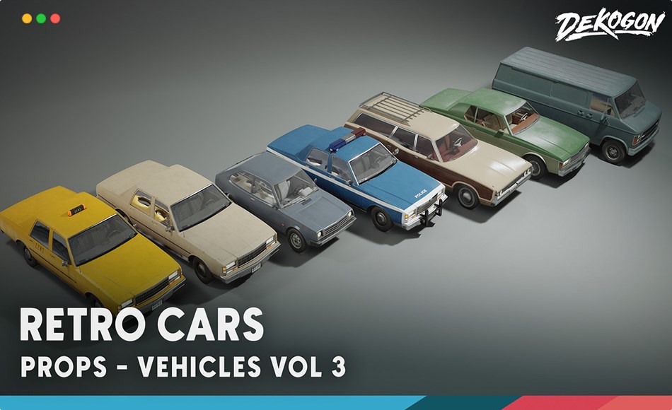 【UE5】复古汽车 Vehicles VOL.3 – Retro Cars (Low Poly)
