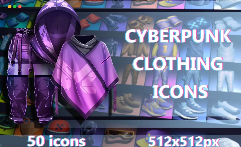 赛博朋克服装游戏图标 Cyberpunk Clothing Game Icons