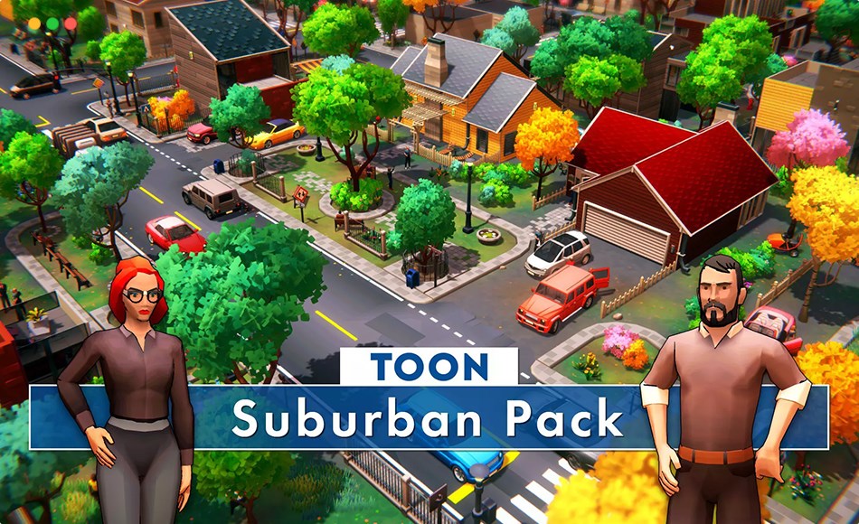 Unity场景 – 卡通郊区场景资产包 Toon Suburban Pack