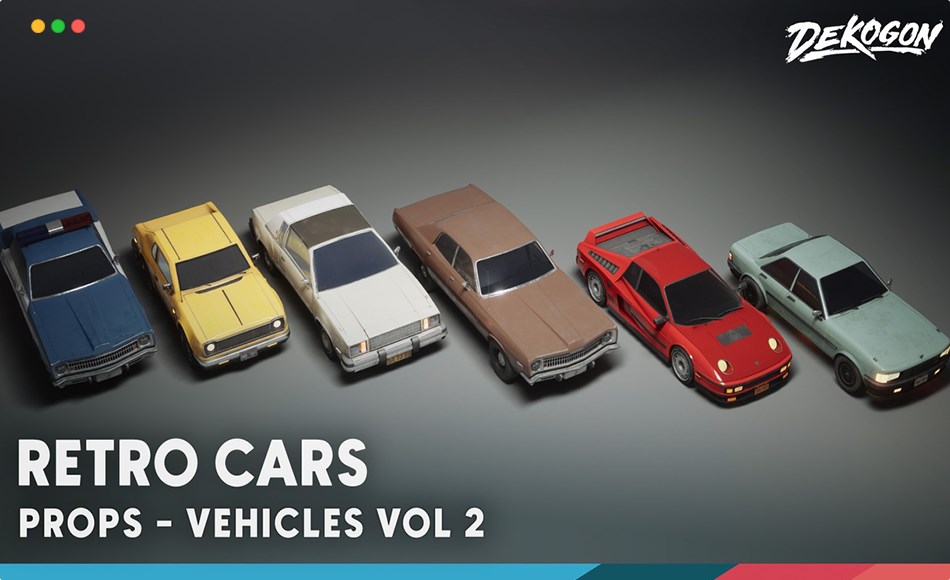 【UE5】复古汽车 Vehicles VOL.2 – Retro Cars (Low Poly)