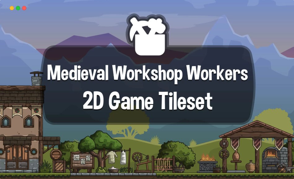 中世纪工坊游戏资产包 Medieval Workshop Workers 2D Tileset for Platformers