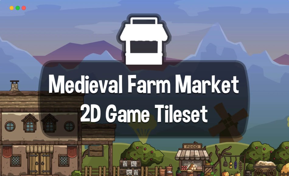 中世纪卡通农场平台游戏 Cartoon Medieval Farm Market Tileset for Platformer