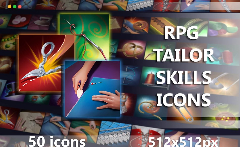 裁缝技能游戏图标 RPG Tailor Skill Game 512×512 Icons