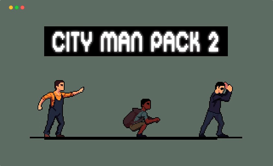 城市风格化像素角色包 City Man Pixel Character Sprite Pack 2