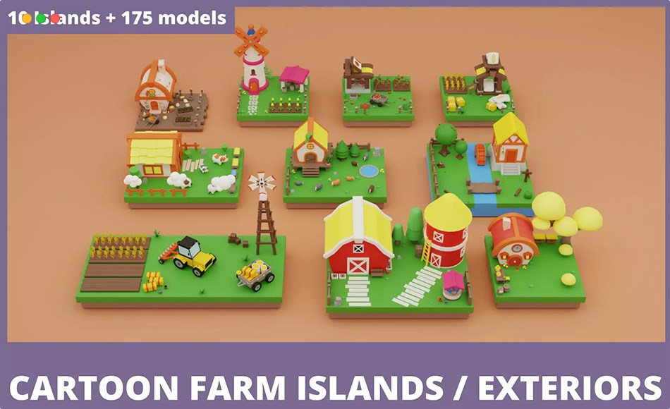 Unity资产 – 卡通农场岛屿 Cartoon Farm Islands / Exteriors