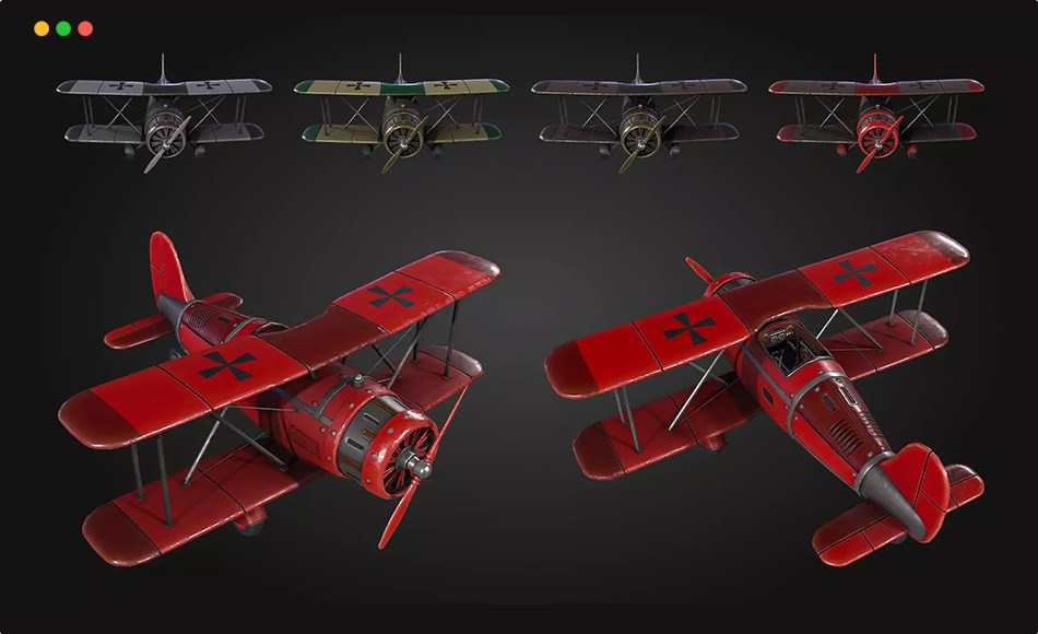 Unity资产 – 风格化战斗飞机 Airplane WW1 Vol. 1