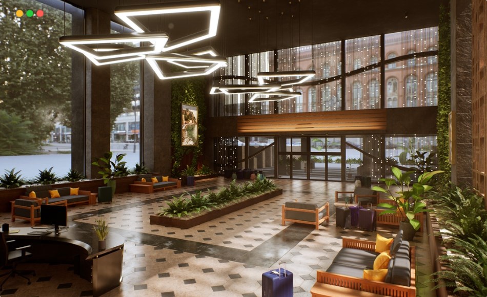 【UE5】酒店大堂环境 Hotel Lobby Environment ( Motel Lobby Lounge Reception )