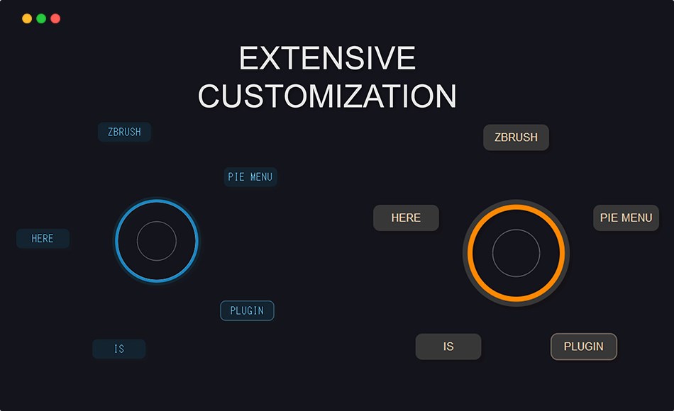 Zbrush插件 – 热盒插件 ZBrush Pie Menus Plugin