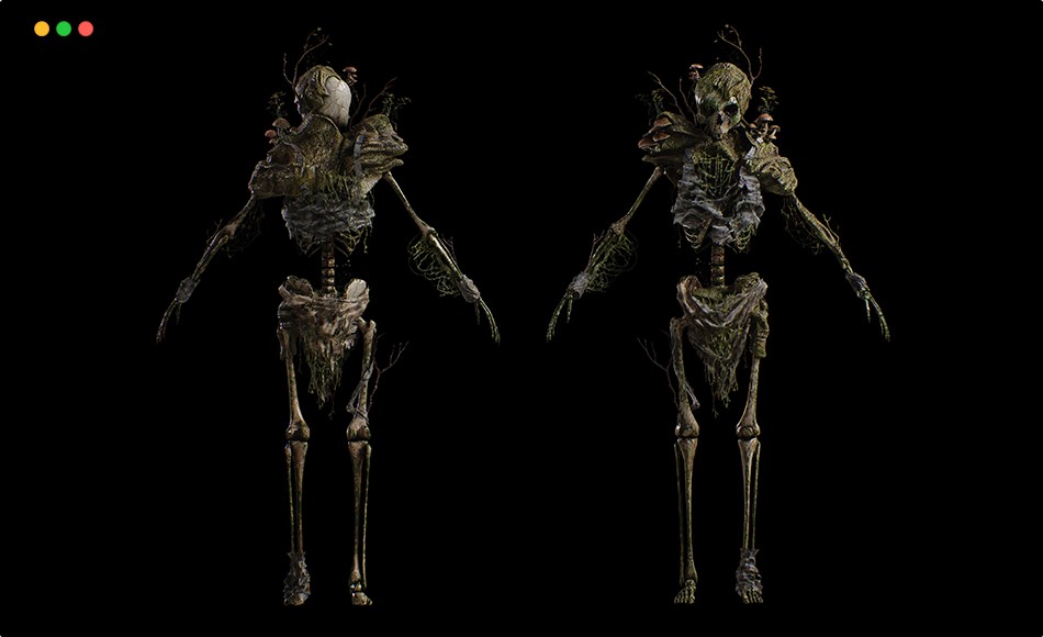 模型资产 – 骷髅溺尸模型 Drowned Bones of the Damned Low-poly 3D model