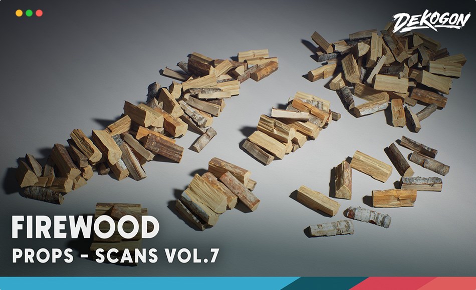 【UE5】柴火 Scans VOL.7 – Firewood (Nanite + Mid Poly + Low Poly)