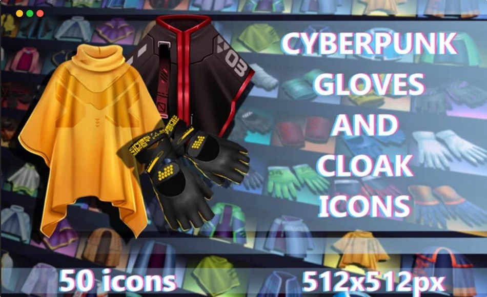 赛博朋克斗篷图标 Cyberpunk Gloves and Cloak 512×512 Icons