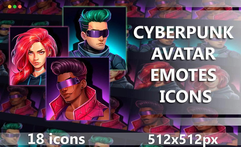 赛博朋克头像图标 Cyberpunk Avatar Emotes 512×512 Icons