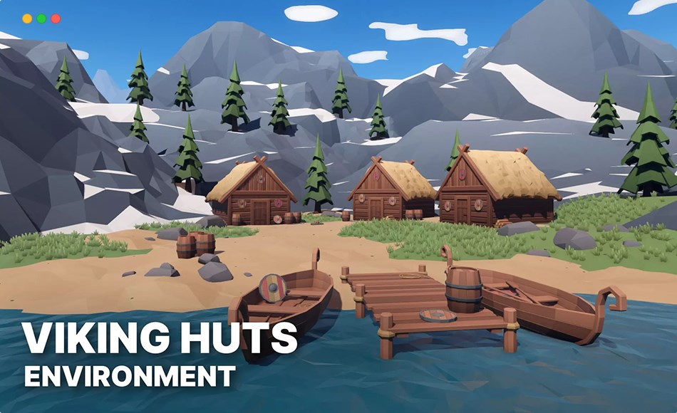 Unity场景 – 风格化村庄环境 Poly Style Viking Huts – Stylized Low Poly Village Environment