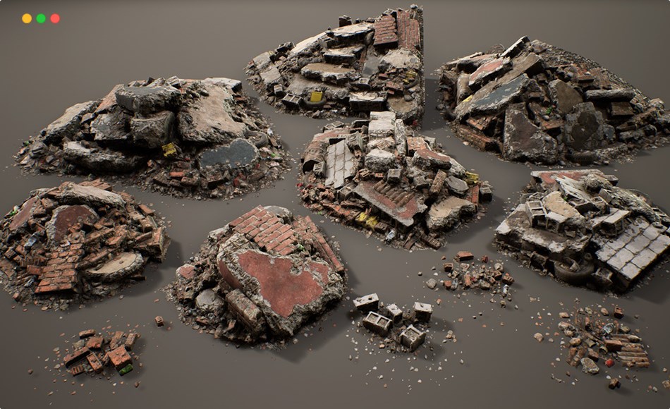 【UE5】碎石瓦砾 Rubble and Debris – Modular Set