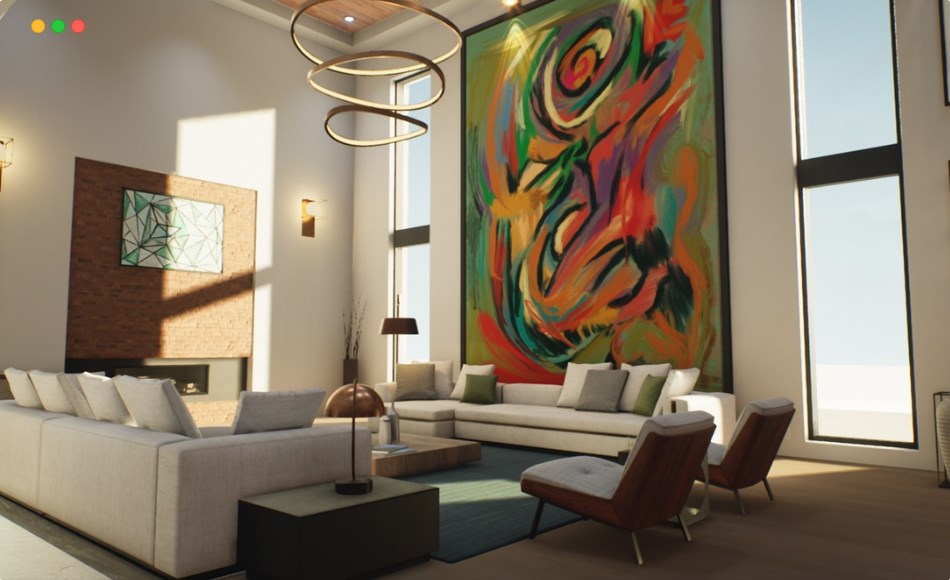 【UE5】现代房屋内饰 Modern Home / House Interior with 22 Original Modern Paintings ( Painting )