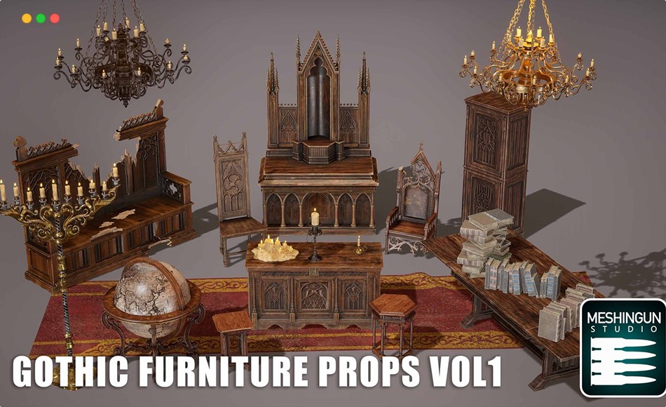 【UE5】哥特式家具 Gothic Furniture Props Vol1