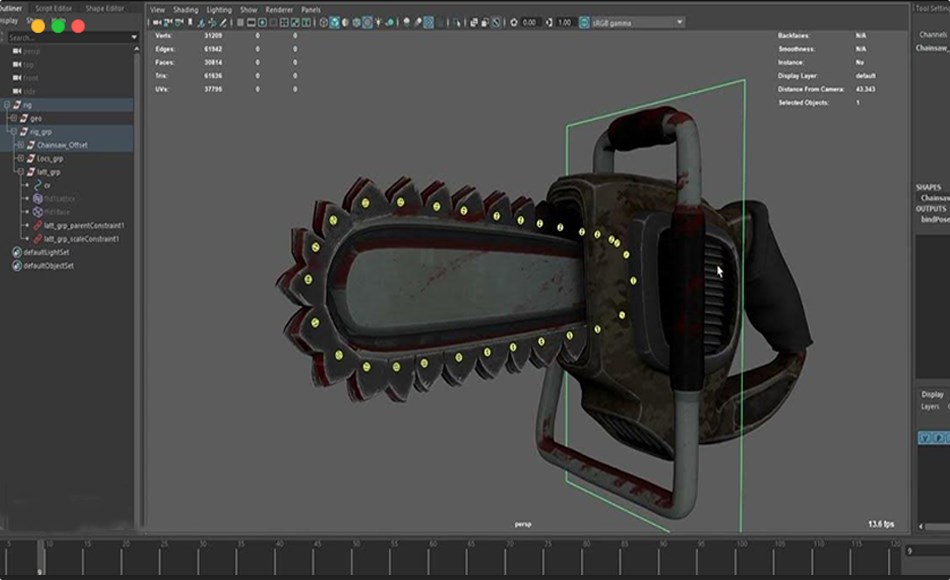 【中文字幕】Maya教程 – 电锯绑定教程 Mastering Prop Rigging in Maya Part 3 : Rigging a Chainsaw