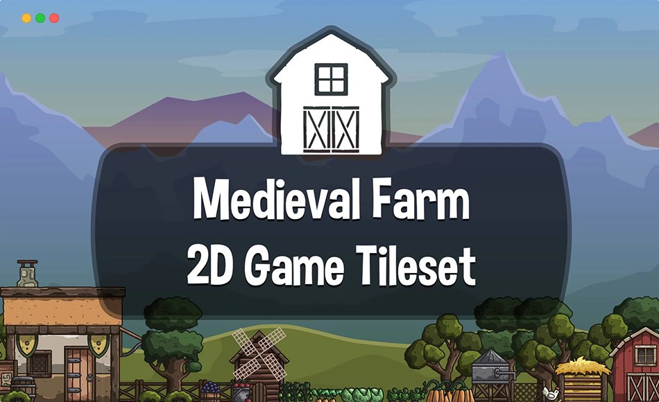 中世纪卡通农场平台游戏 Cartoon Medieval Farm 2D Tileset for Platformer