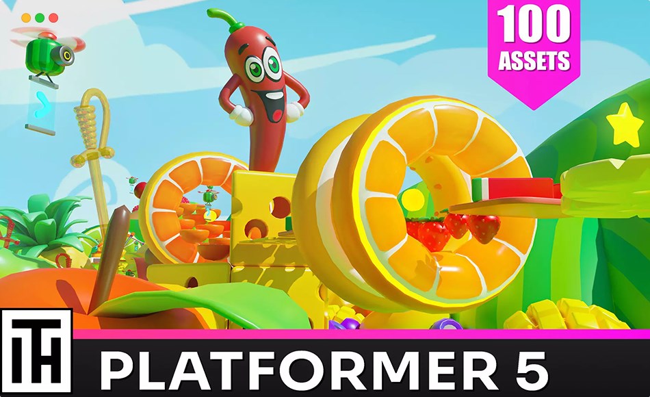 Unity资产 – 水果游戏道具 Platformer 5 Fruits – Low Poly 3D Models Pack