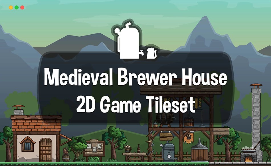 中世纪啤酒厂平台游戏 Medieval Brewery Tileset for Platformer Games