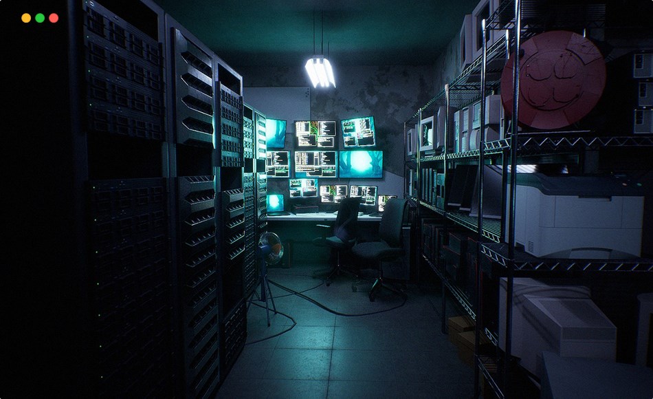 【UE5】黑客办公室 Hacker’s Office – Environment for Crime, Noir, Drama & Cyberpunk
