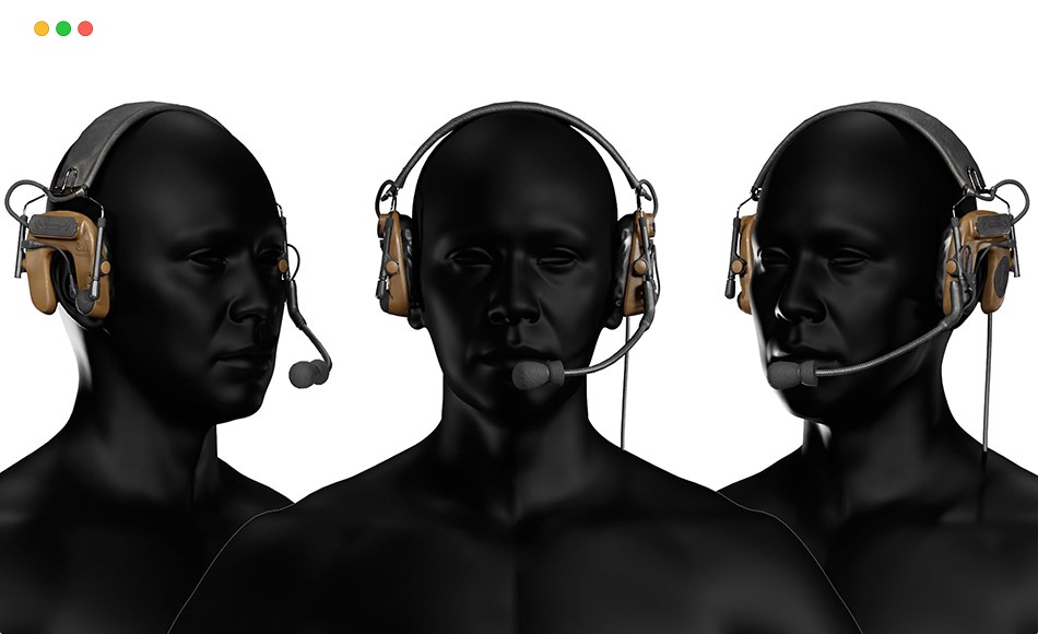 模型资产 – 高精度耳机游戏模型 3M PELTOR COMTAC IV HEADSET