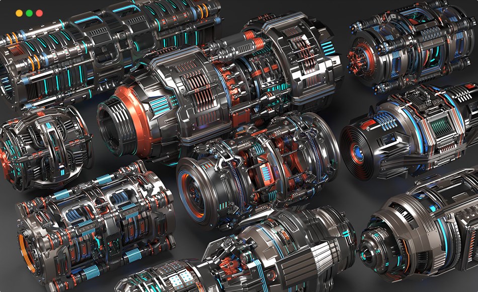 模型资产 – 科幻元素模型包 Sci Fi Mega Elements KITBASH – SUBDIVISION READY – Full 3D pack