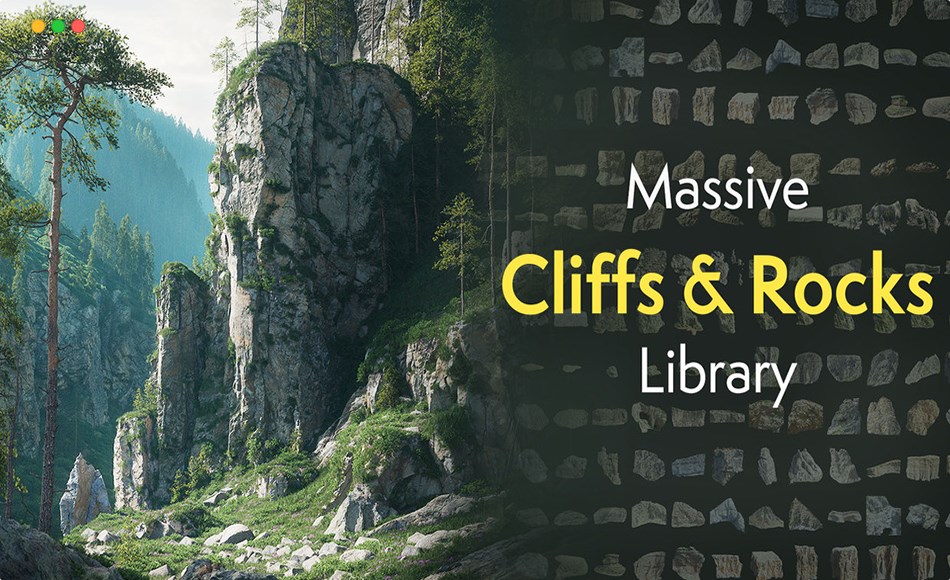 Blender资产 – 悬崖岩石资产包 Cliffs & Rocks Library