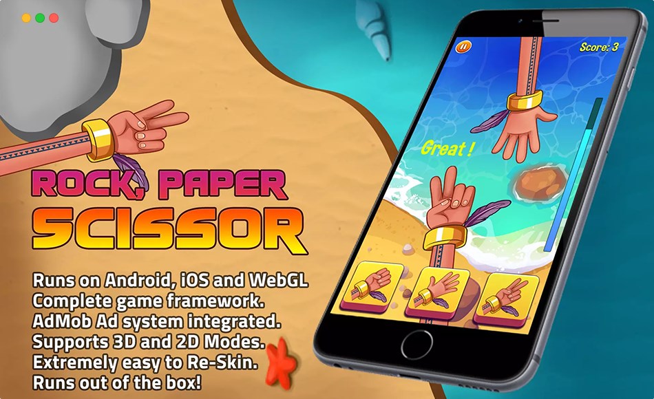 Unity开发 – 石头剪刀布游戏开发模板 Rock, Paper, Scissor