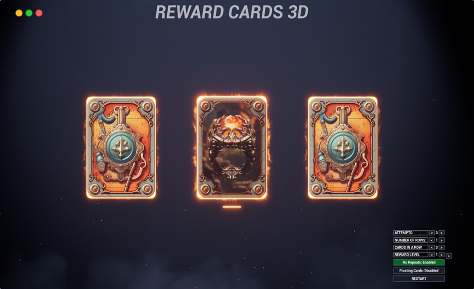 【UE5】游戏奖励卡 Reward Cards 3D