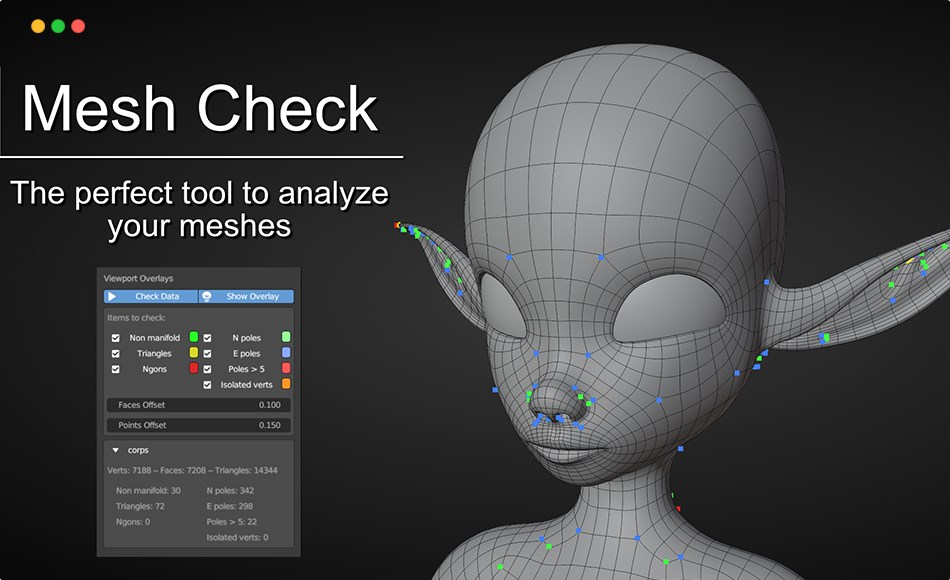 Blender插件 – 模型清理检查插件 Mesh Check Gpu Edition