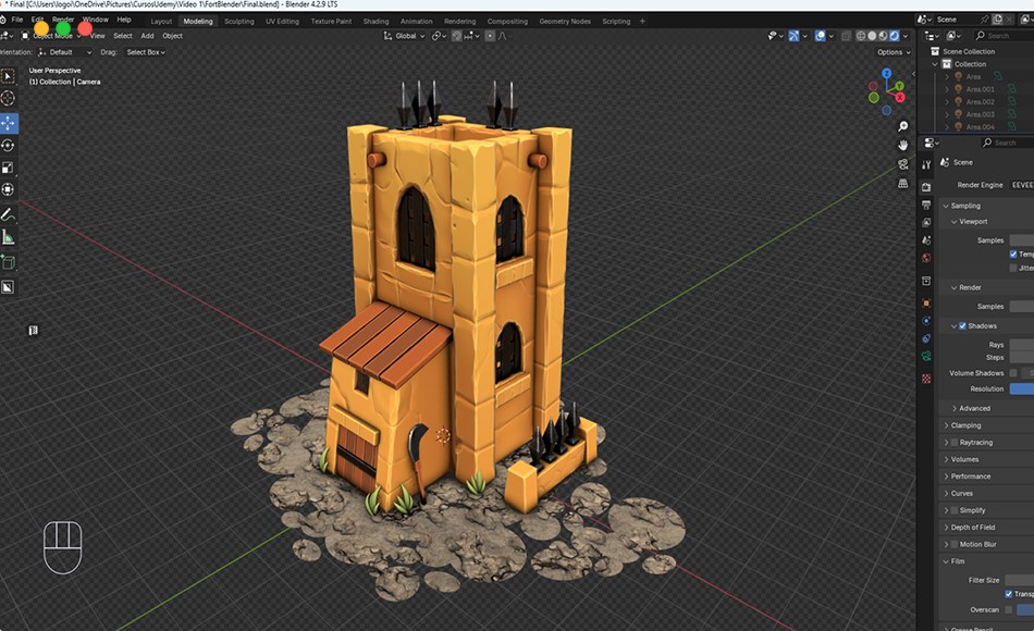 【中文字幕】Blender教程 – 游戏风格化堡垒 Create a Stylized Fort for Games – Blender to Substance