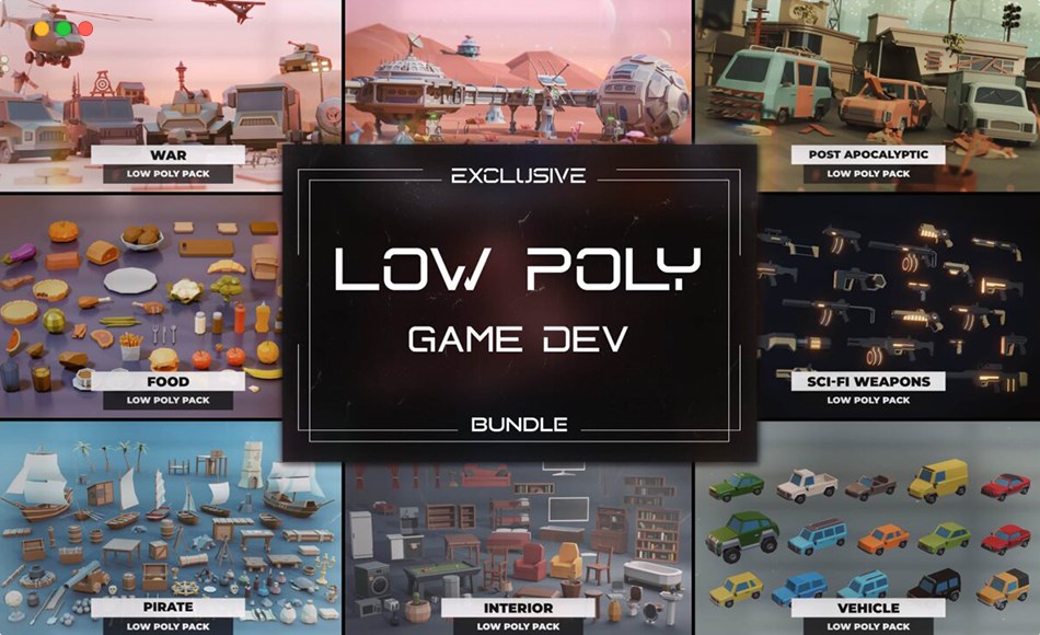 Unity资产 – 多边形游戏资产包 Low Poly Game Dev Bundle