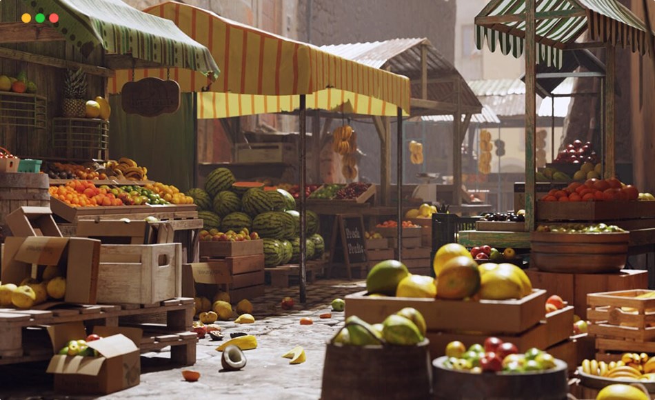 模型资产 – 高精度水果市场 Fruit Market