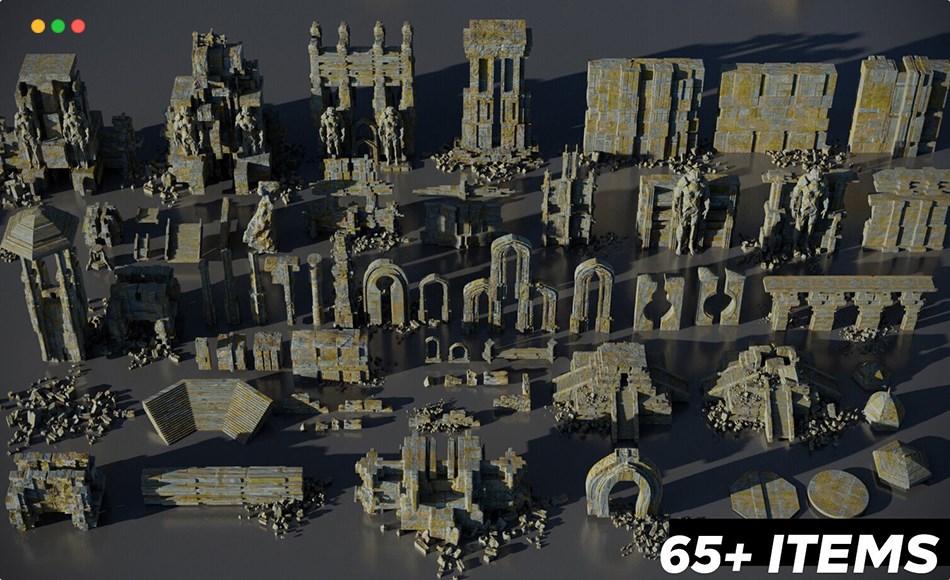 模型资产 – 寺庙遗址 Ancient Temple | Ruins of the temple | Kitbash Asset Pack