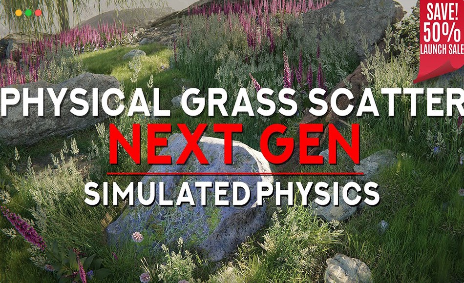 Blender插件 – 交互物理草系统 Physical Grass Scatter And Draw : Real-Time Physics