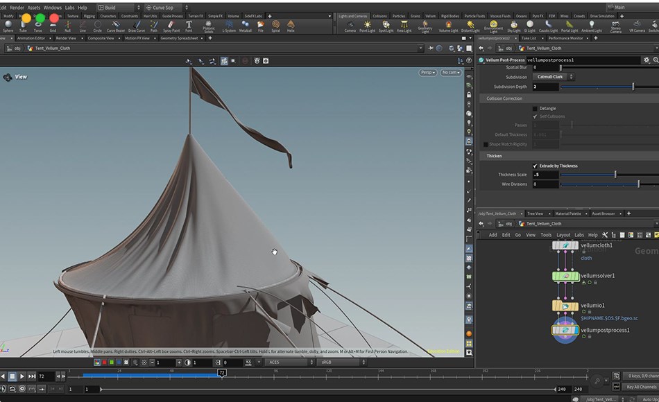 【中文字幕】布料柔体特效模拟 Houdini Vellum Workflow on The Battle for Bazoches