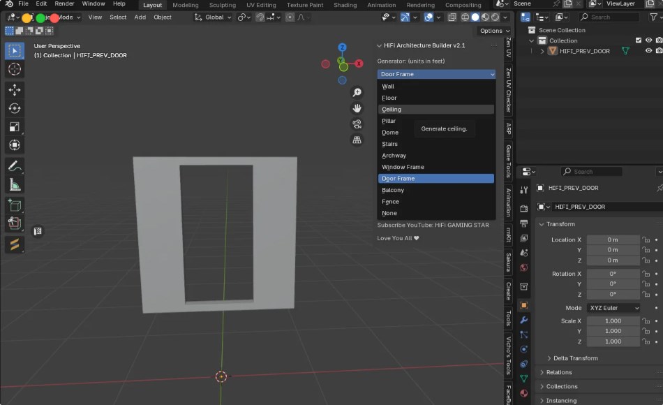 Blender插件 – HiFi 架构生成器 HiFi Architecture Builder