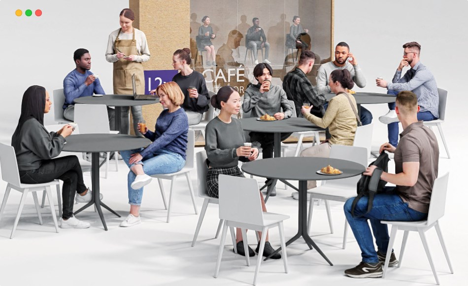 模型资产 – 咖啡馆人物角色 Humano – 2212 – Café 01
