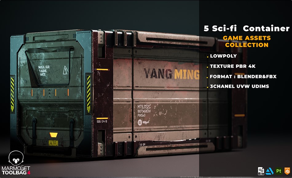 模型资产 – 科幻容器资产包 5 Scifi Container Game Assets (Lowpoly)