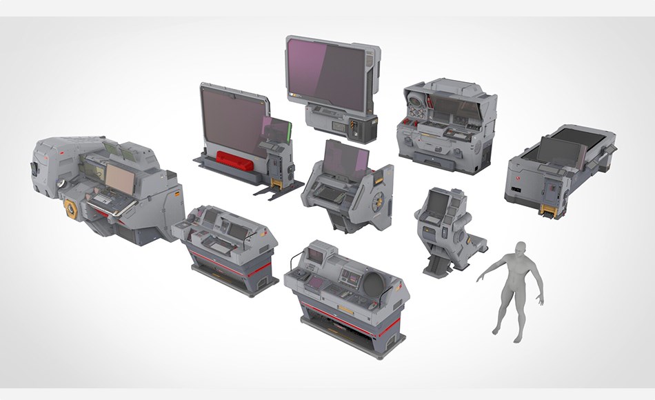 模型资产 – 科幻机器设备 sci fi terminal 3