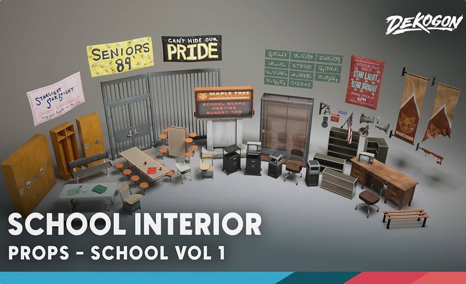 【UE5】学校内部设施道具 School VOL.1 – School Interior