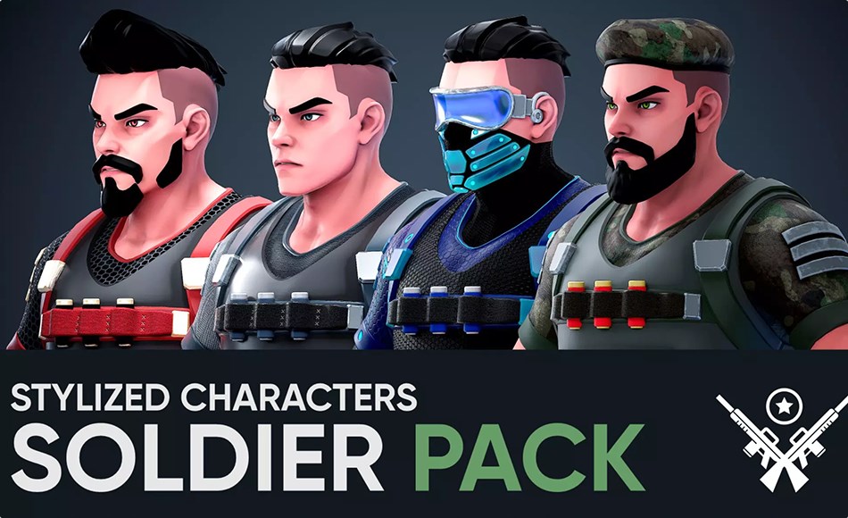 Unity角色 – 模块化卡通士兵角色 Soldier Pack – Stylized Modular Character Unity角色 – 模块化卡通士兵角色 Soldier Pack – Stylized Modular Character