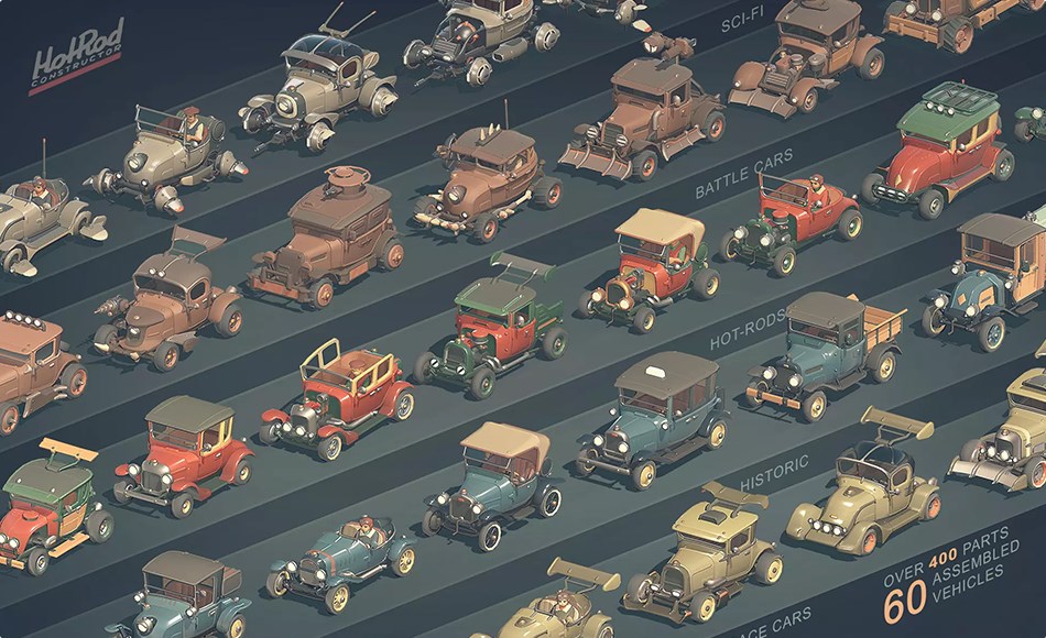 Unity资产 – 模块化战斗车辆 Hot Rod Constructor: Modular Battle Cars Unity资产 – 模块化战斗车辆 Hot Rod Constructor: Modular Battle Cars