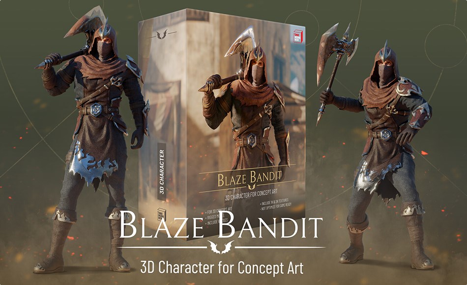 角色模型 – 烈焰强盗概念角色 Blaze Bandit – 3D Character for Concept Art 角色模型 – 烈焰强盗概念角色 Blaze Bandit – 3D Character for Concept Art