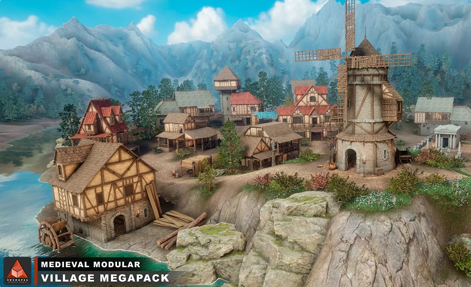 Unity场景 – 模块化中世纪村庄 Modular Medieval Village MegaPack