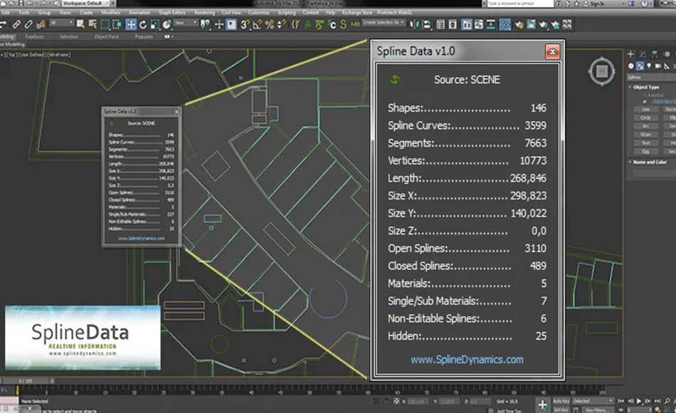 3Dmax插件 – 样条曲线信息插件 Spline Data