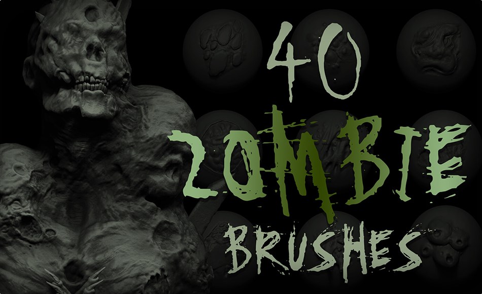 Zbrush笔刷 – 40 款僵尸笔刷 Zbrush + Blender – 40 Zombie VDM Brush Zbrush笔刷 – 40 款僵尸笔刷 Zbrush + Blender – 40 Zombie VDM Brush