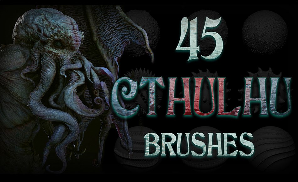 Zbrush笔刷 – 触手笔刷 Zbrush + Blender – 45 Cthulhu Creature Brush Zbrush笔刷 – 触手笔刷 Zbrush + Blender – 45 Cthulhu Creature Brush